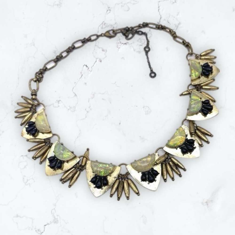 Baublebar Chunky Necklace Gold Tone Lobster Closure Adjustable Signed 18"